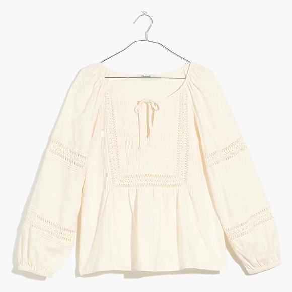 ✨SOLD✨ Madewell Plus Linen-Blend Pintuck Peasant Top, 2X - Picture 2 of 8